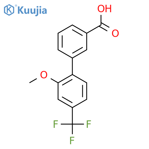 2'-Methoxy-4'-(trifluoromethyl)-[1,1'-biphenyl]-3-carboxylic acid structure