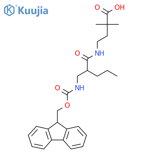 4-{2-({(9H-fluoren-9-yl)methoxycarbonyl}amino)methylpentanamido}-2,2-dimethylbutanoic acid structure