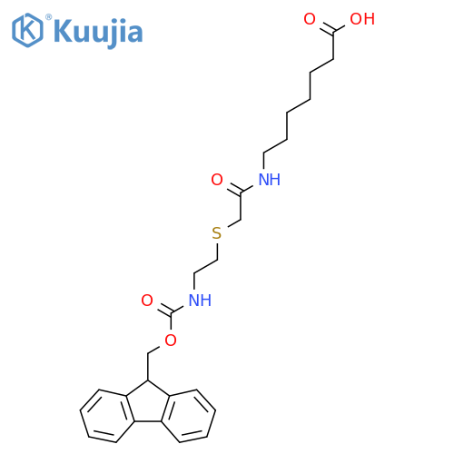7-(2-{2-({(9H-fluoren-9-yl)methoxycarbonyl}amino)ethylsulfanyl}acetamido)heptanoic acid structure