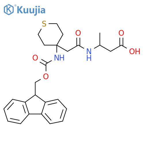 3-{2-4-({(9H-fluoren-9-yl)methoxycarbonyl}amino)thian-4-ylacetamido}butanoic acid structure