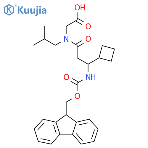 2-3-cyclobutyl-3-({(9H-fluoren-9-yl)methoxycarbonyl}amino)-N-(2-methylpropyl)propanamidoacetic acid structure