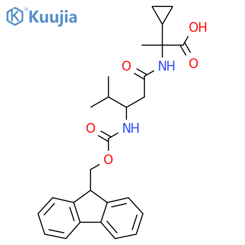 2-cyclopropyl-2-3-({(9H-fluoren-9-yl)methoxycarbonyl}amino)-4-methylpentanamidopropanoic acid structure
