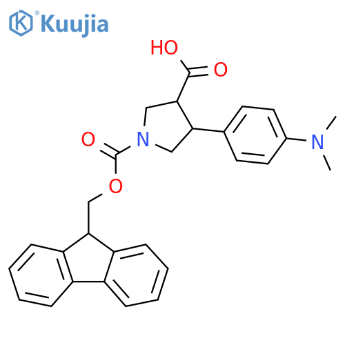 4-4-(dimethylamino)phenyl-1-{(9H-fluoren-9-yl)methoxycarbonyl}pyrrolidine-3-carboxylic acid structure