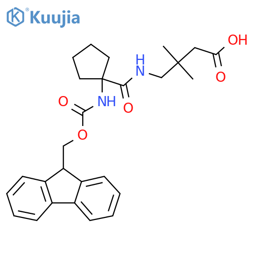 4-{1-({(9H-fluoren-9-yl)methoxycarbonyl}amino)cyclopentylformamido}-3,3-dimethylbutanoic acid structure