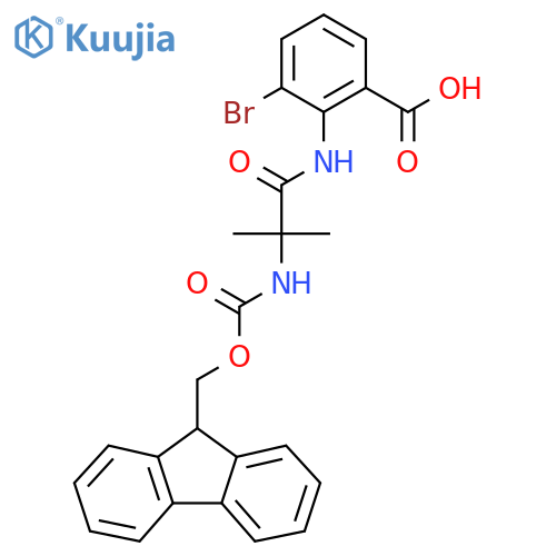 3-bromo-2-2-({(9H-fluoren-9-yl)methoxycarbonyl}amino)-2-methylpropanamidobenzoic acid structure