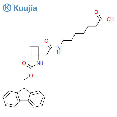 7-{2-1-({(9H-fluoren-9-yl)methoxycarbonyl}amino)cyclobutylacetamido}heptanoic acid structure