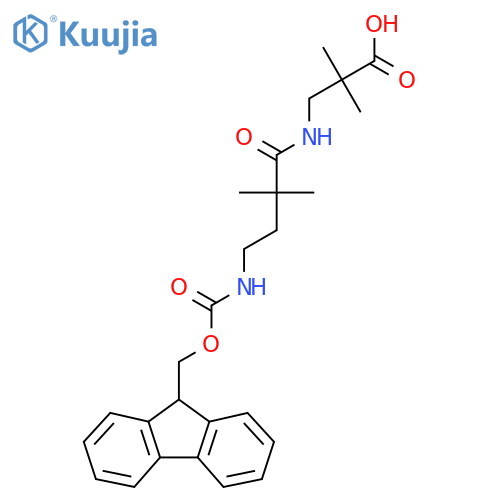 3-[4-({[(9H-fluoren-9-yl)methoxy]carbonyl}amino)-2,2-dimethylbutanamido]-2,2-dimethylpropanoic acid structure