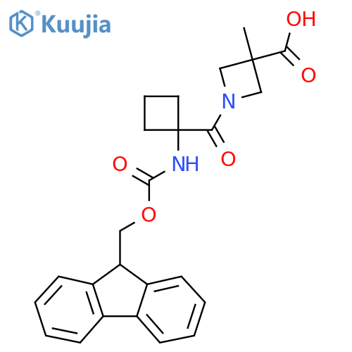 1-1-({(9H-fluoren-9-yl)methoxycarbonyl}amino)cyclobutanecarbonyl-3-methylazetidine-3-carboxylic acid structure