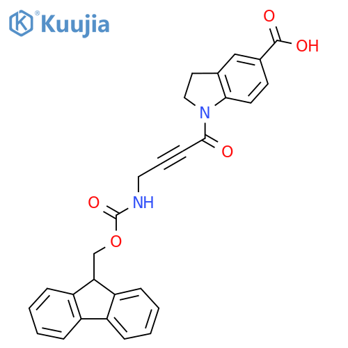 1-[4-({[(9H-fluoren-9-yl)methoxy]carbonyl}amino)but-2-ynoyl]-2,3-dihydro-1H-indole-5-carboxylic acid structure