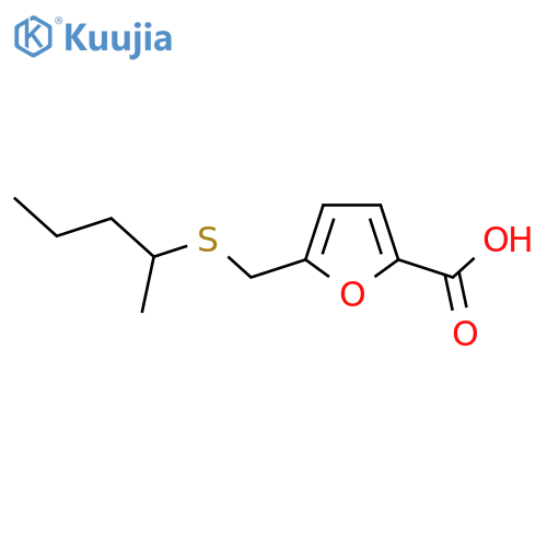 5-(pentan-2-ylsulfanyl)methylfuran-2-carboxylic acid structure