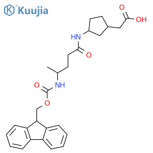 2-{3-4-({(9H-fluoren-9-yl)methoxycarbonyl}amino)pentanamidocyclopentyl}acetic acid structure