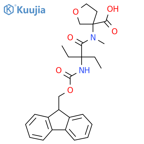 3-2-ethyl-2-({(9H-fluoren-9-yl)methoxycarbonyl}amino)-N-methylbutanamidooxolane-3-carboxylic acid structure