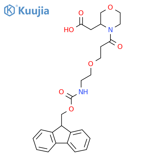2-(4-{3-2-({(9H-fluoren-9-yl)methoxycarbonyl}amino)ethoxypropanoyl}morpholin-3-yl)acetic acid structure