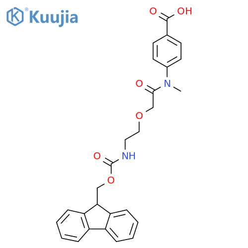 4-{2-2-({(9H-fluoren-9-yl)methoxycarbonyl}amino)ethoxy-N-methylacetamido}benzoic acid structure