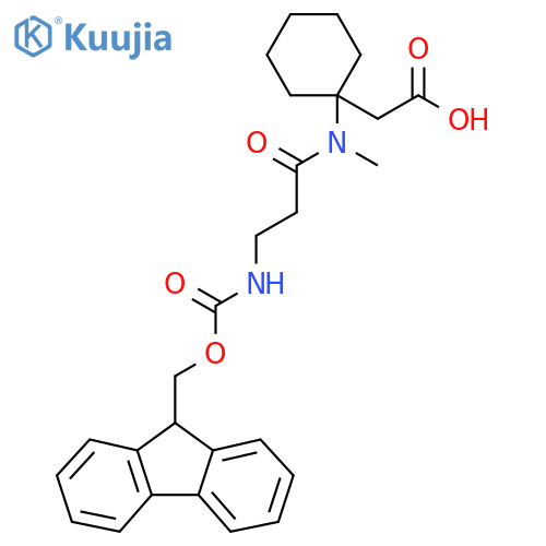 2-{1-3-({(9H-fluoren-9-yl)methoxycarbonyl}amino)-N-methylpropanamidocyclohexyl}acetic acid structure