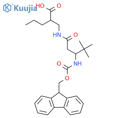 2-{3-({(9H-fluoren-9-yl)methoxycarbonyl}amino)-4,4-dimethylpentanamidomethyl}pentanoic acid structure