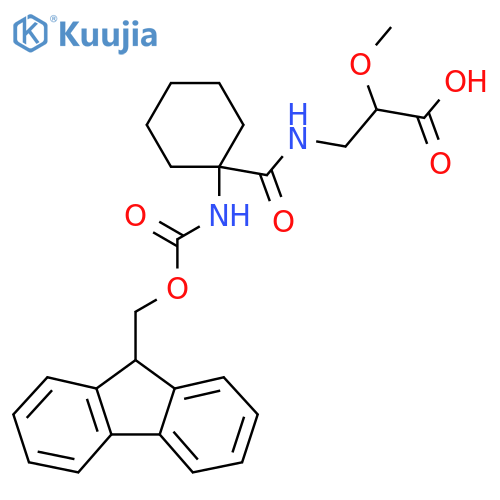 3-{1-({(9H-fluoren-9-yl)methoxycarbonyl}amino)cyclohexylformamido}-2-methoxypropanoic acid structure