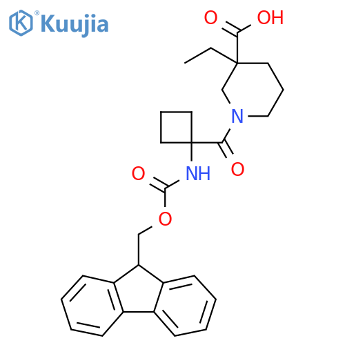3-ethyl-1-1-({(9H-fluoren-9-yl)methoxycarbonyl}amino)cyclobutanecarbonylpiperidine-3-carboxylic acid structure