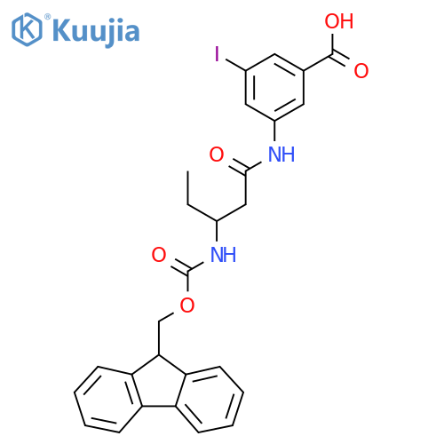 3-3-({(9H-fluoren-9-yl)methoxycarbonyl}amino)pentanamido-5-iodobenzoic acid structure