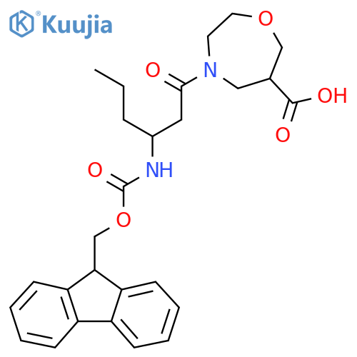 4-3-({(9H-fluoren-9-yl)methoxycarbonyl}amino)hexanoyl-1,4-oxazepane-6-carboxylic acid structure