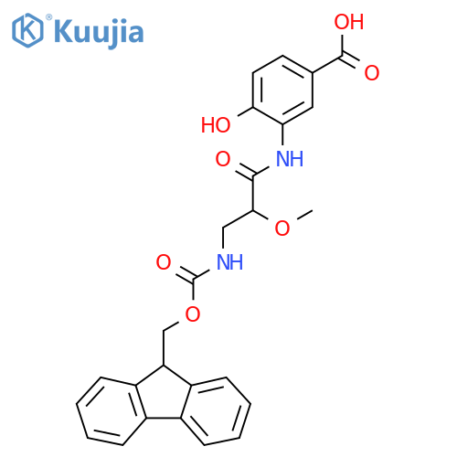 3-3-({(9H-fluoren-9-yl)methoxycarbonyl}amino)-2-methoxypropanamido-4-hydroxybenzoic acid structure