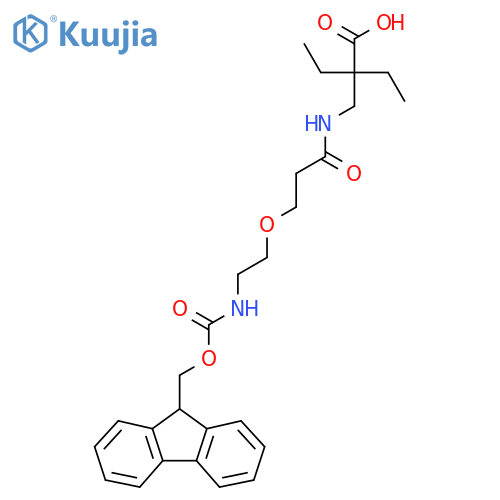 2-ethyl-2-({3-2-({(9H-fluoren-9-yl)methoxycarbonyl}amino)ethoxypropanamido}methyl)butanoic acid structure