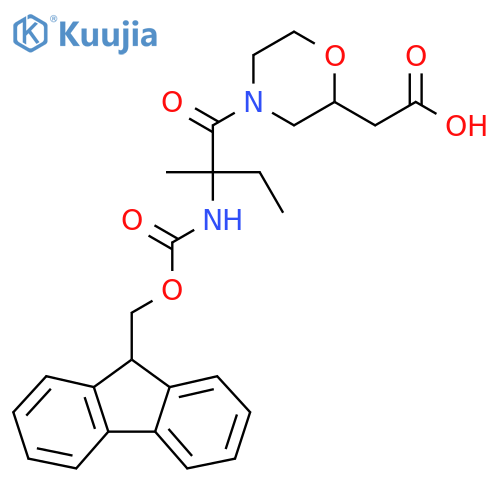 2-{4-2-({(9H-fluoren-9-yl)methoxycarbonyl}amino)-2-methylbutanoylmorpholin-2-yl}acetic acid structure