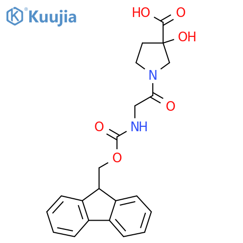 1-2-({(9H-fluoren-9-yl)methoxycarbonyl}amino)acetyl-3-hydroxypyrrolidine-3-carboxylic acid structure