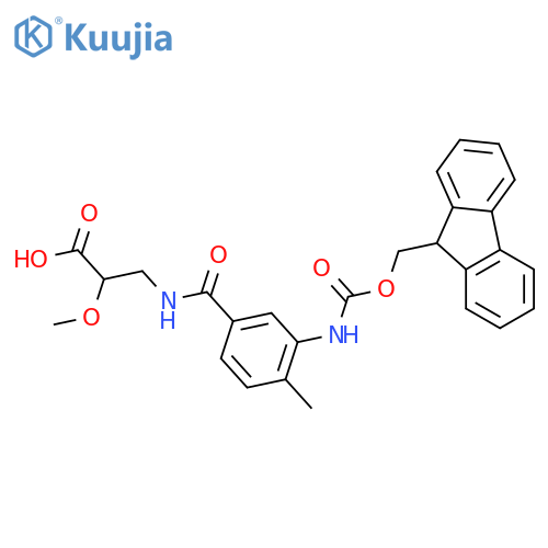 3-{3-({(9H-fluoren-9-yl)methoxycarbonyl}amino)-4-methylphenylformamido}-2-methoxypropanoic acid structure