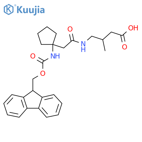 4-{2-1-({(9H-fluoren-9-yl)methoxycarbonyl}amino)cyclopentylacetamido}-3-methylbutanoic acid structure
