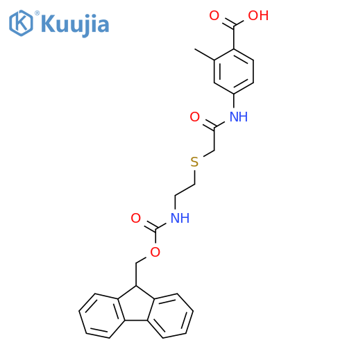 4-(2-{[2-({[(9H-fluoren-9-yl)methoxy]carbonyl}amino)ethyl]sulfanyl}acetamido)-2-methylbenzoic acid structure