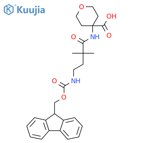 4-4-({(9H-fluoren-9-yl)methoxycarbonyl}amino)-2,2-dimethylbutanamidooxane-4-carboxylic acid structure