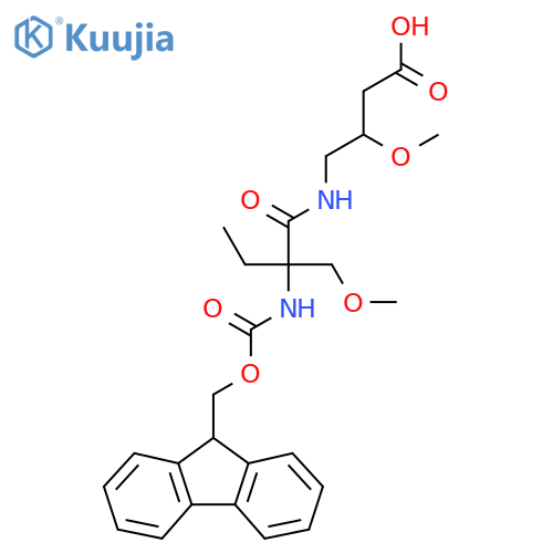 4-2-({(9H-fluoren-9-yl)methoxycarbonyl}amino)-2-(methoxymethyl)butanamido-3-methoxybutanoic acid structure