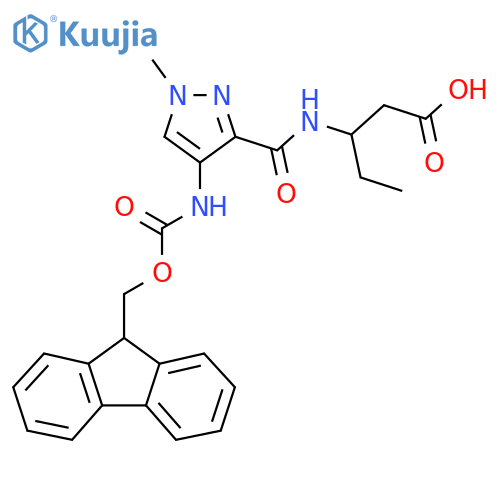 3-{4-({(9H-fluoren-9-yl)methoxycarbonyl}amino)-1-methyl-1H-pyrazol-3-ylformamido}pentanoic acid structure
