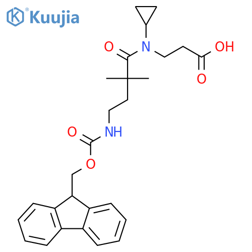 3-[N-cyclopropyl-4-({[(9H-fluoren-9-yl)methoxy]carbonyl}amino)-2,2-dimethylbutanamido]propanoic acid structure