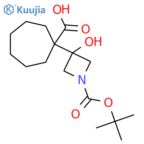 1-{1-(tert-butoxy)carbonyl-3-hydroxyazetidin-3-yl}cycloheptane-1-carboxylic acid structure