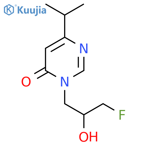 3-(3-fluoro-2-hydroxypropyl)-6-(propan-2-yl)-3,4-dihydropyrimidin-4-one structure