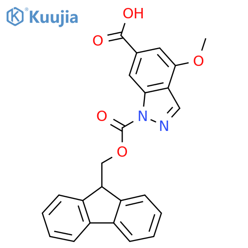 1-(9H-fluoren-9-ylmethoxy)carbonyl-4-methoxy-1H-indazole-6-carboxylic acid structure