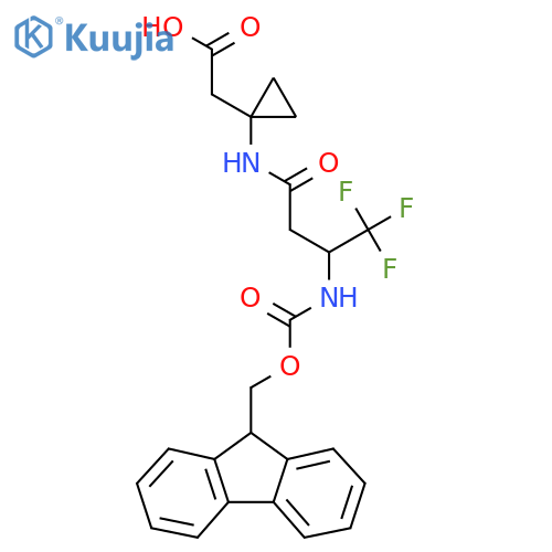 2-{1-3-({(9H-fluoren-9-yl)methoxycarbonyl}amino)-4,4,4-trifluorobutanamidocyclopropyl}acetic acid structure
