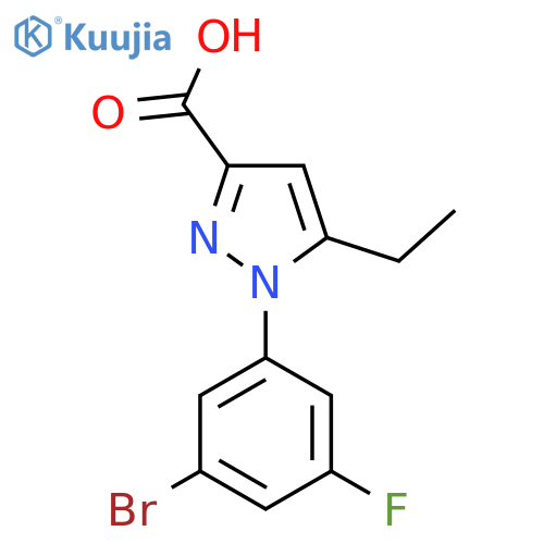 1-(3-bromo-5-fluorophenyl)-5-ethyl-1H-pyrazole-3-carboxylic acid structure