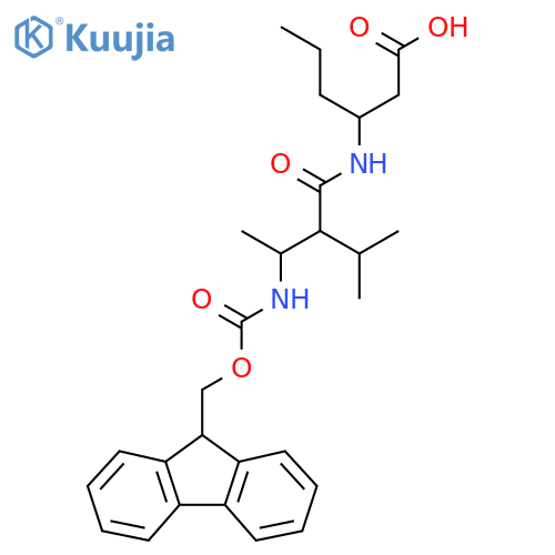 3-3-({(9H-fluoren-9-yl)methoxycarbonyl}amino)-2-(propan-2-yl)butanamidohexanoic acid structure