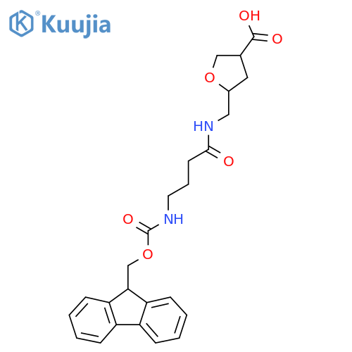 5-{4-({(9H-fluoren-9-yl)methoxycarbonyl}amino)butanamidomethyl}oxolane-3-carboxylic acid structure