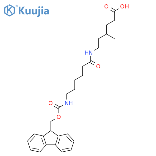 6-6-({(9H-fluoren-9-yl)methoxycarbonyl}amino)hexanamido-4-methylhexanoic acid structure