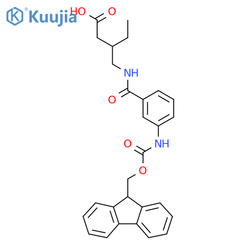 3-({3-({(9H-fluoren-9-yl)methoxycarbonyl}amino)phenylformamido}methyl)pentanoic acid structure