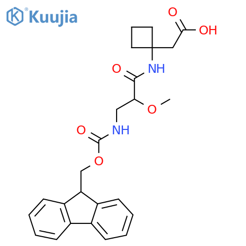 2-{1-3-({(9H-fluoren-9-yl)methoxycarbonyl}amino)-2-methoxypropanamidocyclobutyl}acetic acid structure