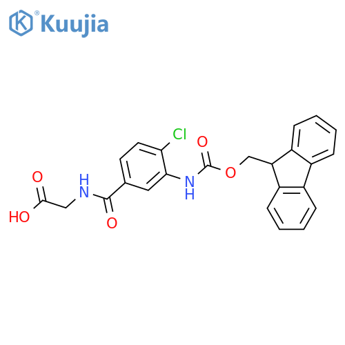 2-{4-chloro-3-({(9H-fluoren-9-yl)methoxycarbonyl}amino)phenylformamido}acetic acid structure
