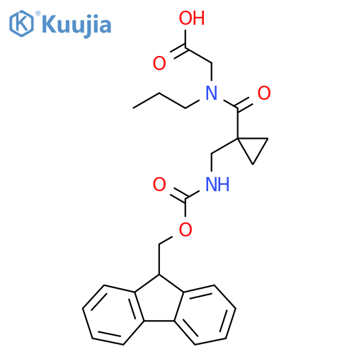 2-(1-{1-({(9H-fluoren-9-yl)methoxycarbonyl}amino)methylcyclopropyl}-N-propylformamido)acetic acid structure