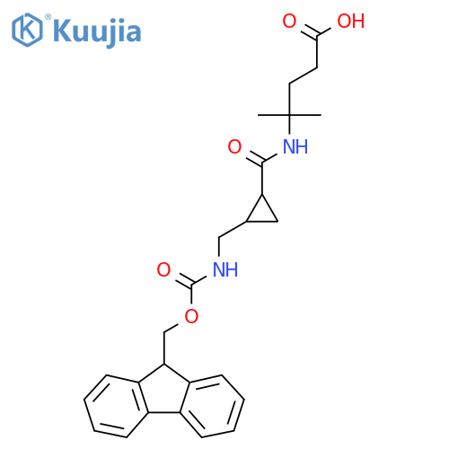 4-({2-({(9H-fluoren-9-yl)methoxycarbonyl}amino)methylcyclopropyl}formamido)-4-methylpentanoic acid structure