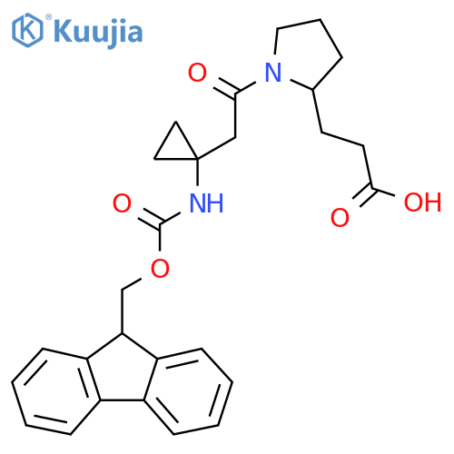 3-(1-{2-1-({(9H-fluoren-9-yl)methoxycarbonyl}amino)cyclopropylacetyl}pyrrolidin-2-yl)propanoic acid structure