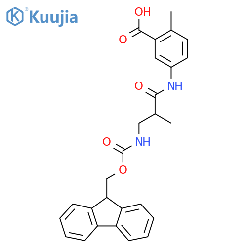 5-3-({(9H-fluoren-9-yl)methoxycarbonyl}amino)-2-methylpropanamido-2-methylbenzoic acid structure